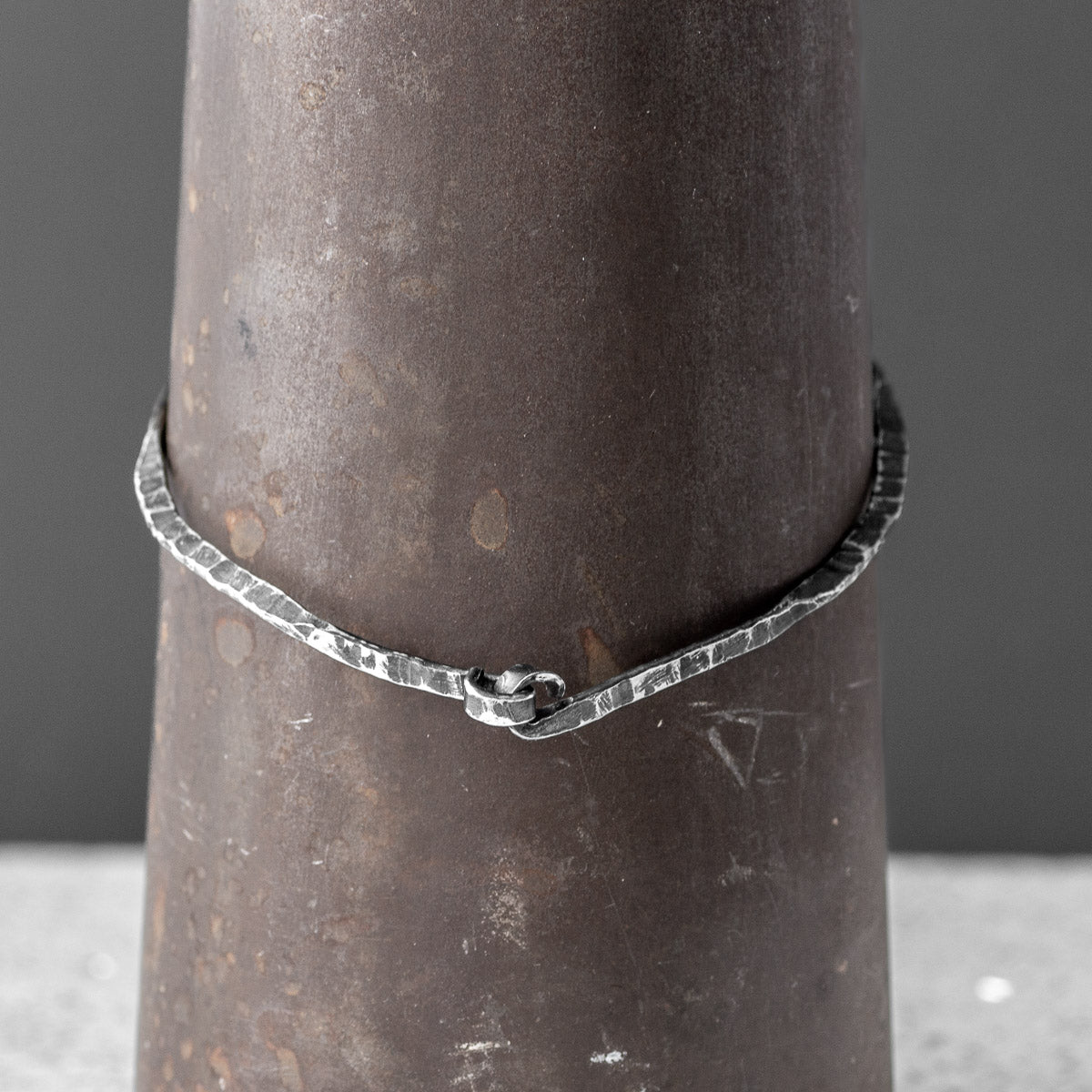 Forged Oxidised Silver Bangle - Knot - Large by Silverfish