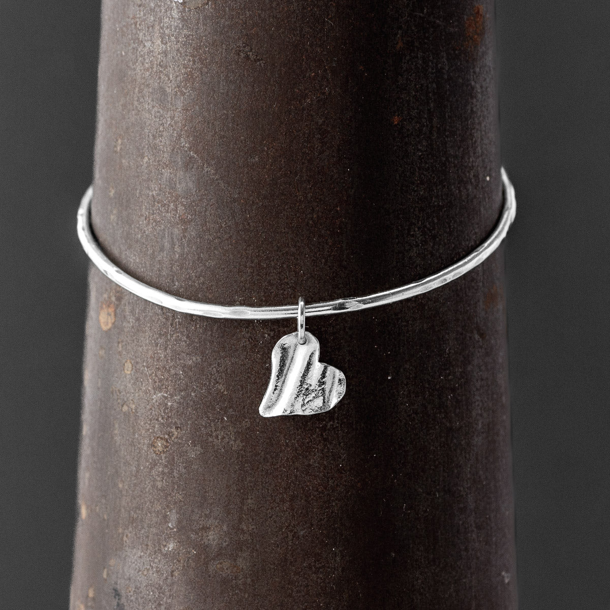 Ribbon Heart Silver Bangle - Tiny by Silverfish