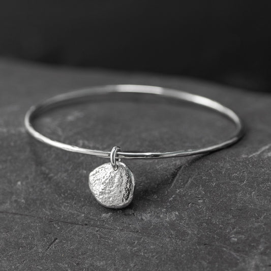 Pebble Silver Bangle - Medium Triangle by Silverfish