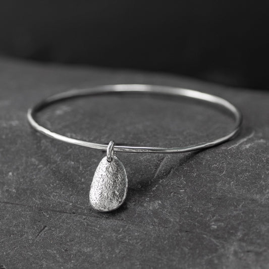 Pebble Silver Bangle - Medium Rounded by Silverfish