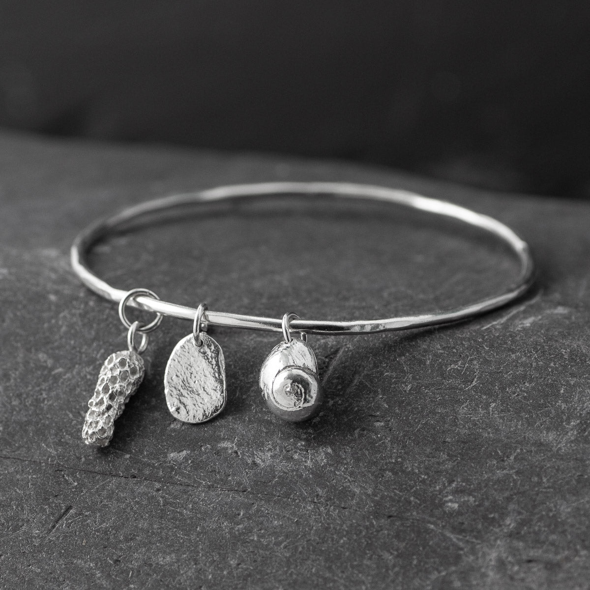 Traveller's Tales Three Charm Bangle - Silver by Silverfish