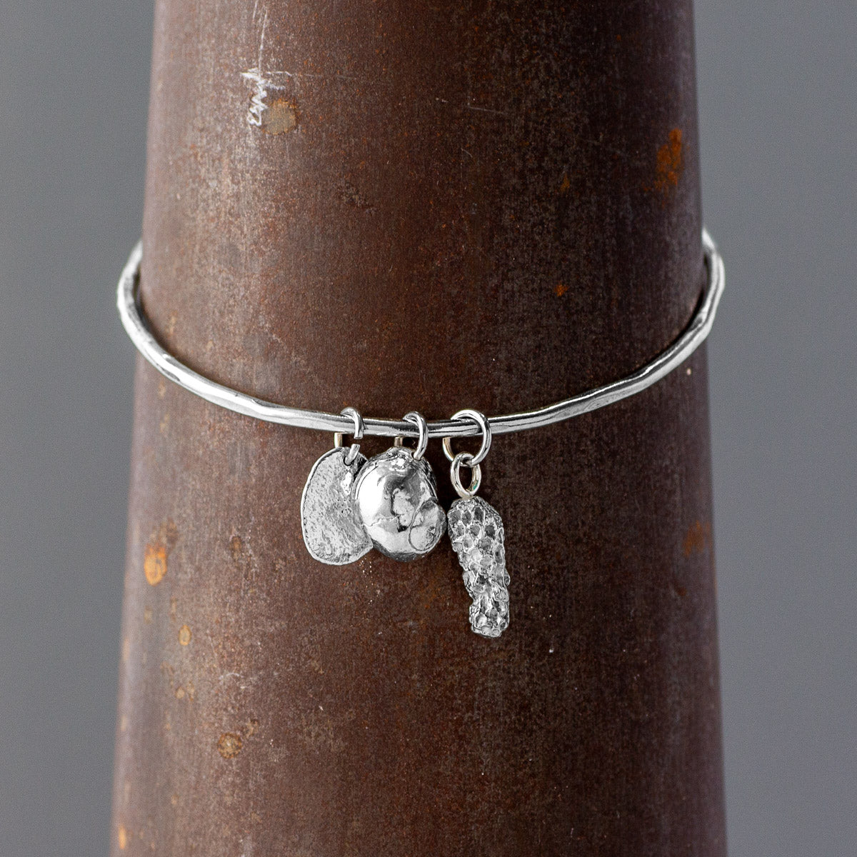 Traveller's Tales Three Charm Bangle - Silver by Silverfish