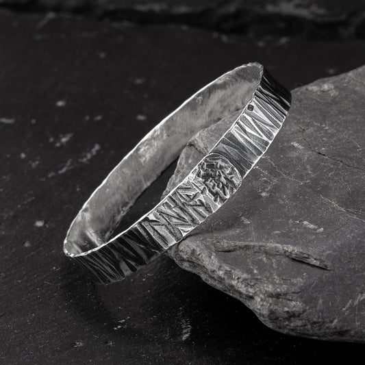 Strata Oxidised Silver Bangle - Medium by Silverfish