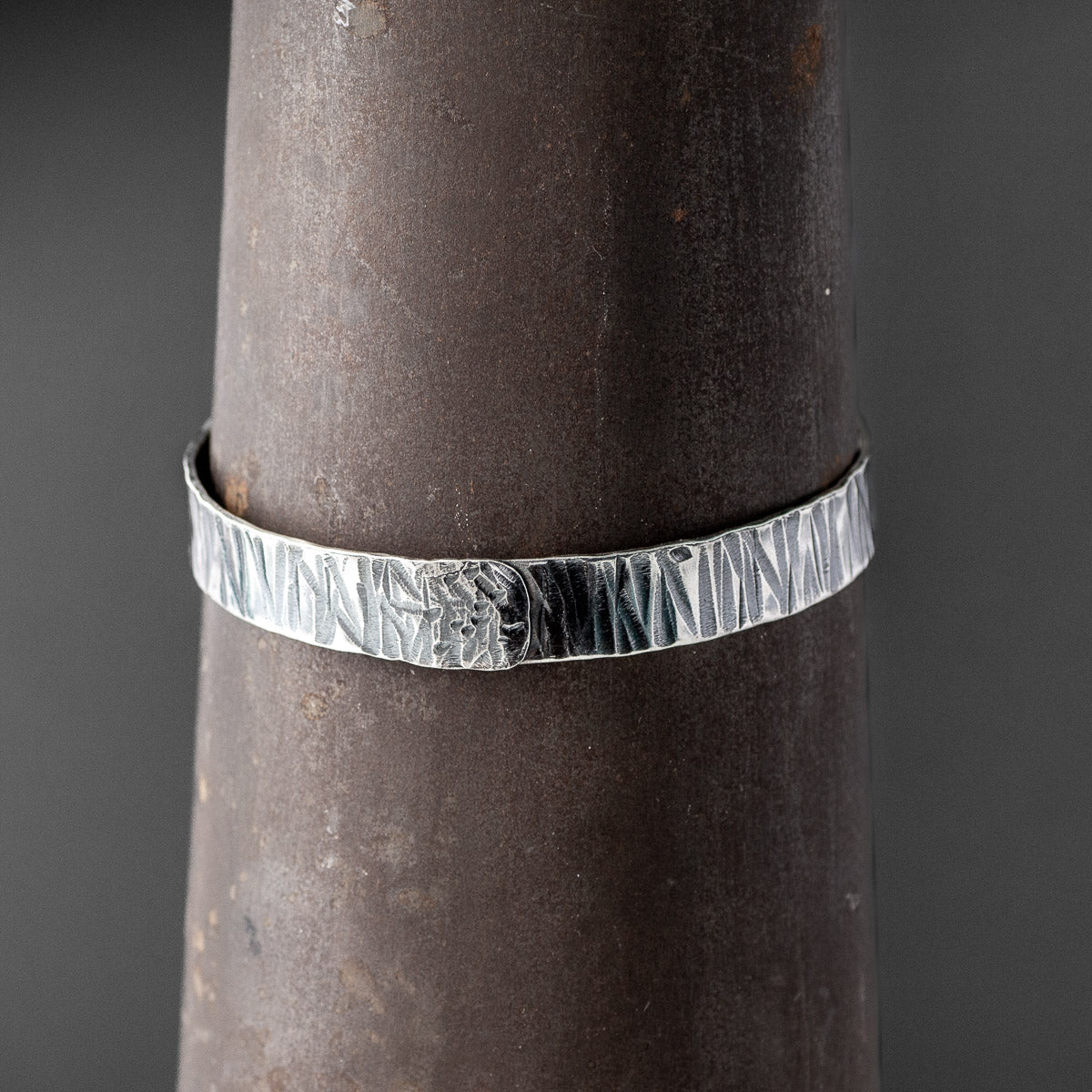 Strata Oxidised Silver Bangle - Medium by Silverfish