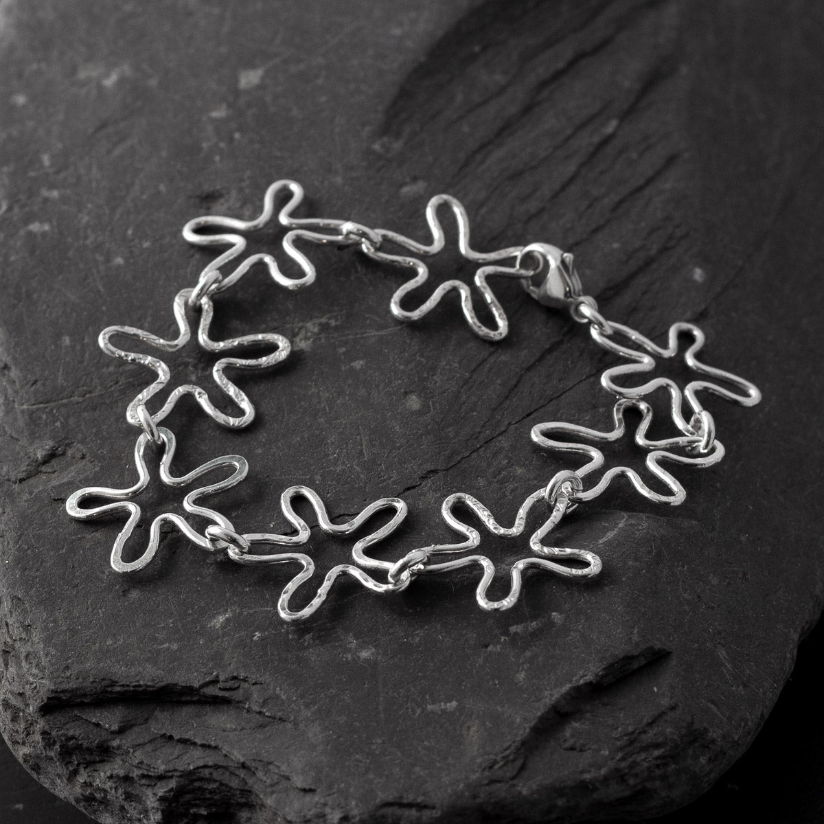 Flower Silver Bracelet - Textured by Silverfish