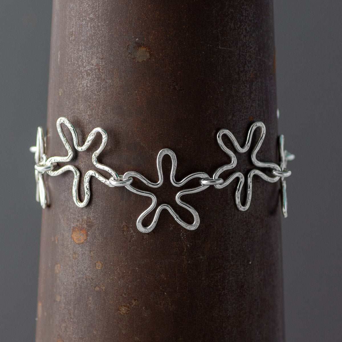 Flower Silver Bracelet - Textured by Silverfish