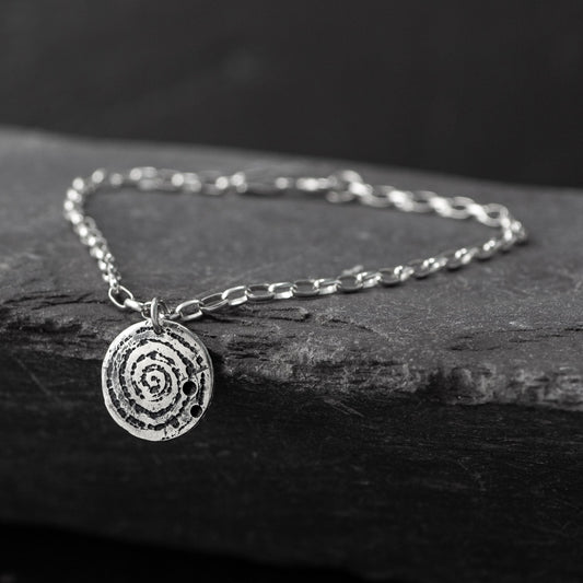 Llanbedr Spiral Oxidised Silver Bracelet by Silverfish