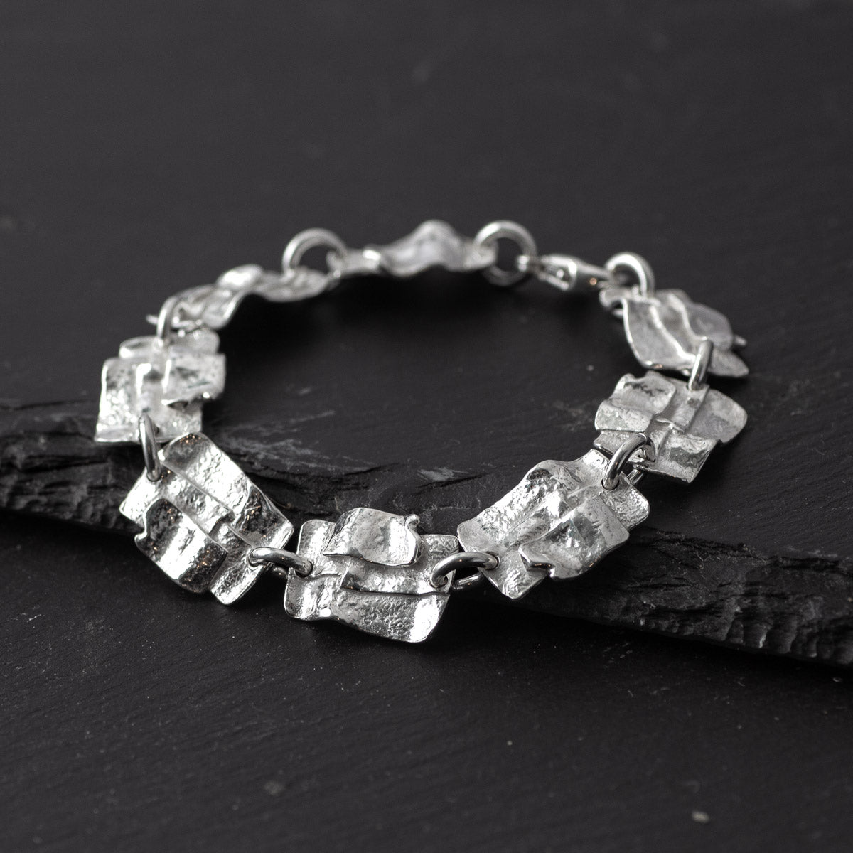 Patchwork Ribbon Silver Bracelet by Silverfish