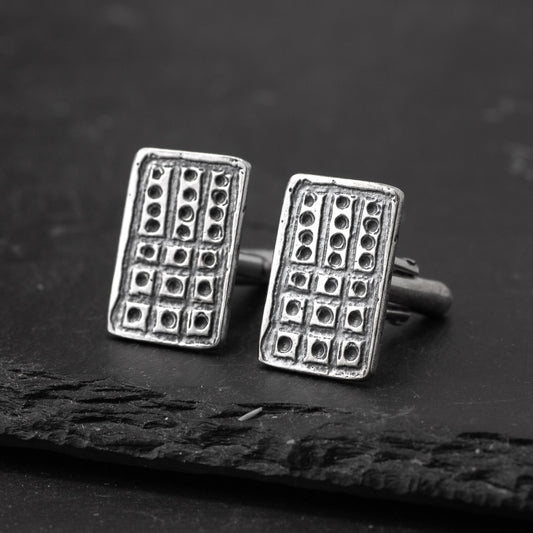 Bedolina Map Rock Art Oxidised Silver Cufflinks by Silverfish