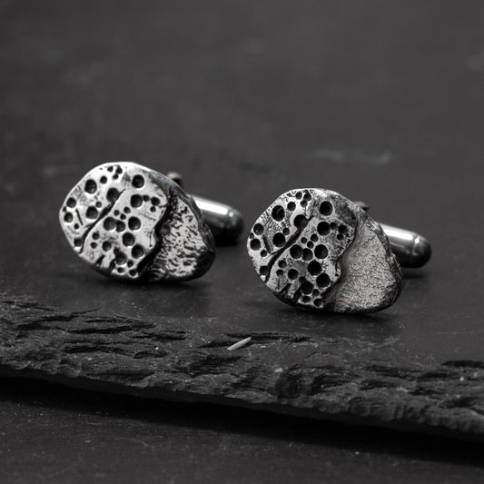 Trefael Oxidised Silver Cufflinks by Silverfish