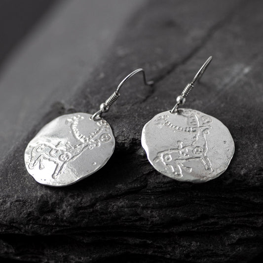 Campo Lameiro Round Silver Drop Earrings by Silverfish