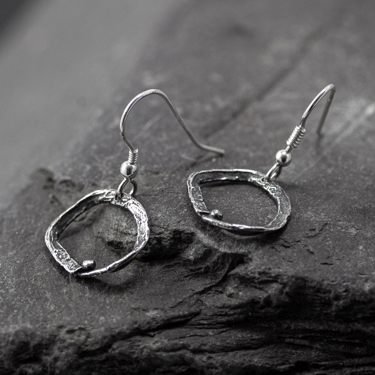 Embrace Oxidised Silver Drop Earrings - Small by Silverfish