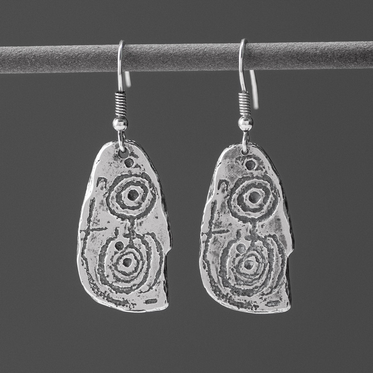 Esgob Oxidised Silver Drop Earrings by Silverfish Jewellery