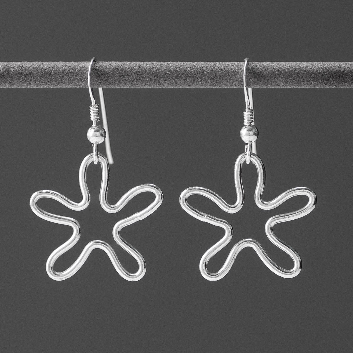 Flower Silver Drop Earrings by Silverfish