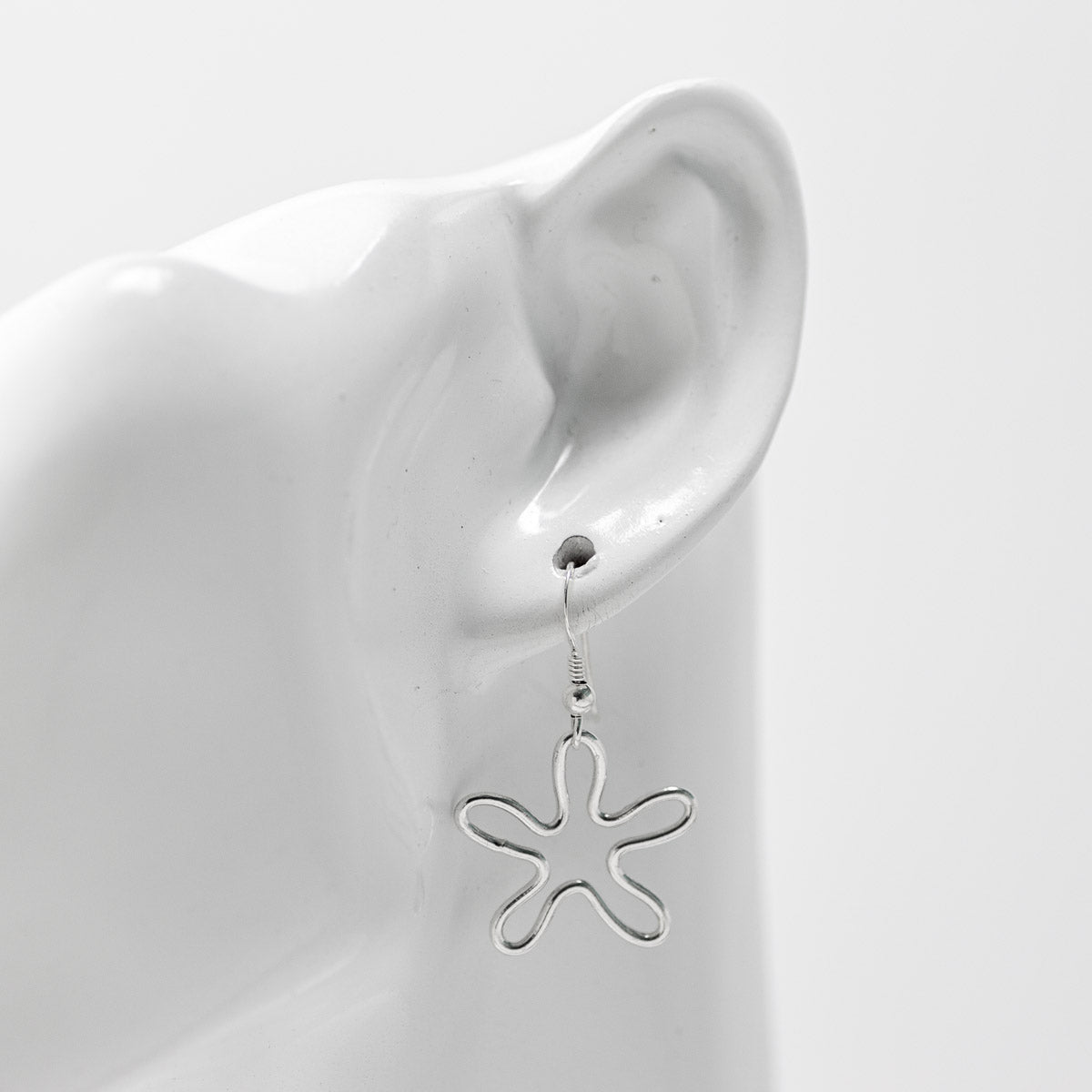 Flower Silver Drop Earrings by Silverfish