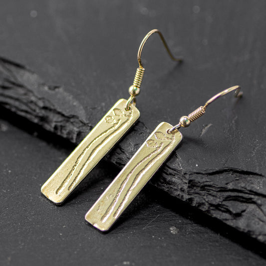 Halberd Full Gold Plated Silver Drop Earrings - Long by Silverfish