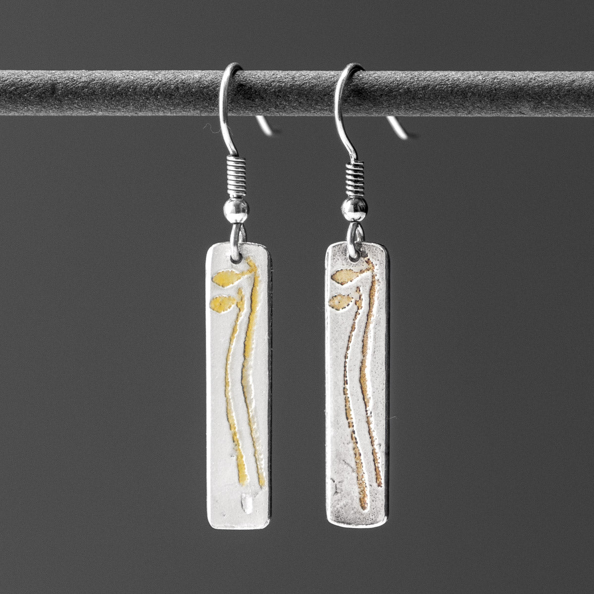 Halberd Gold Plated Silver Drop Earrings - Long by Silverfish