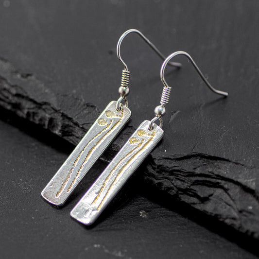 Halberd Gold Plated Silver Drop Earrings - Long by Silverfish