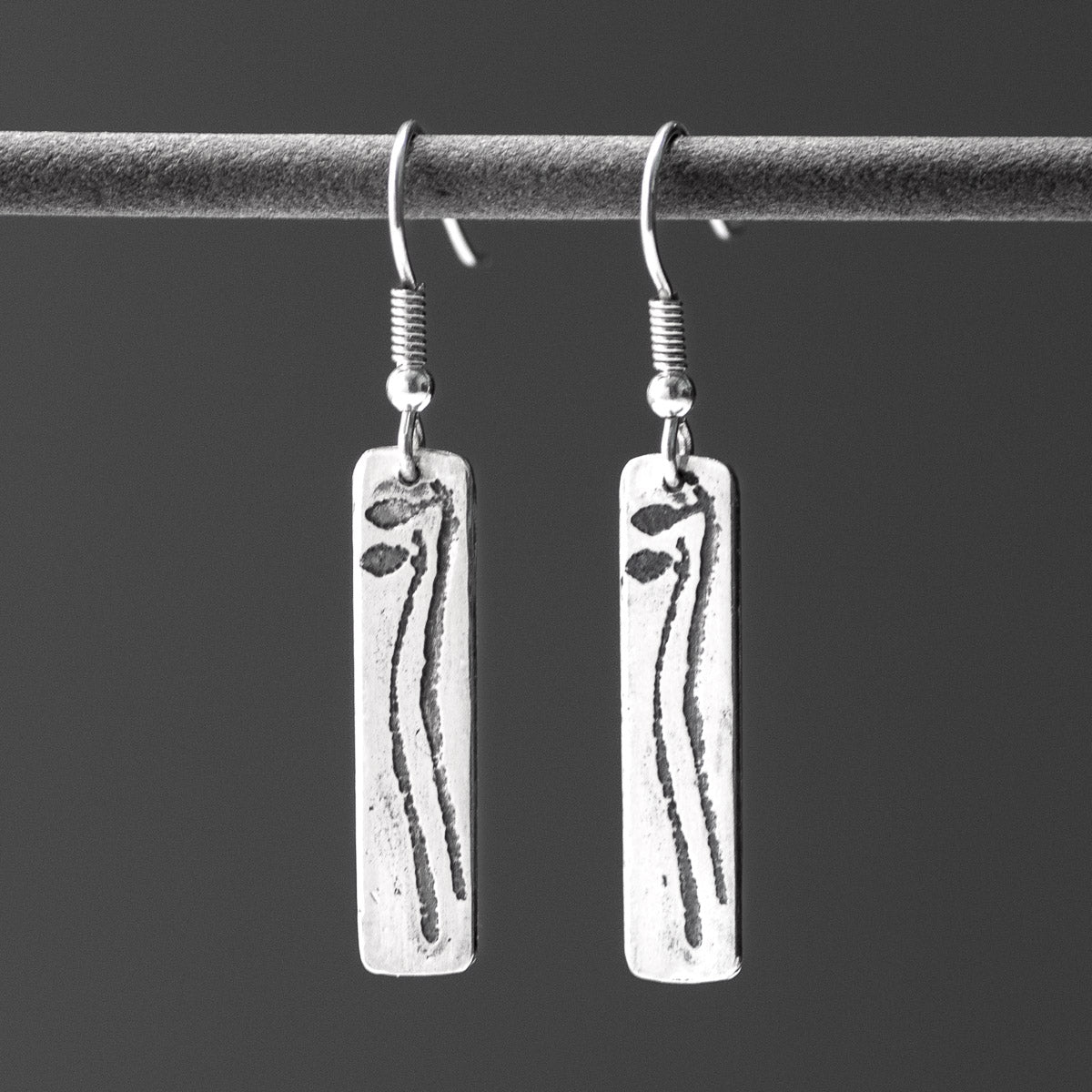 Halberd Oxidised Silver Drop Earrings - Long by Silverfish