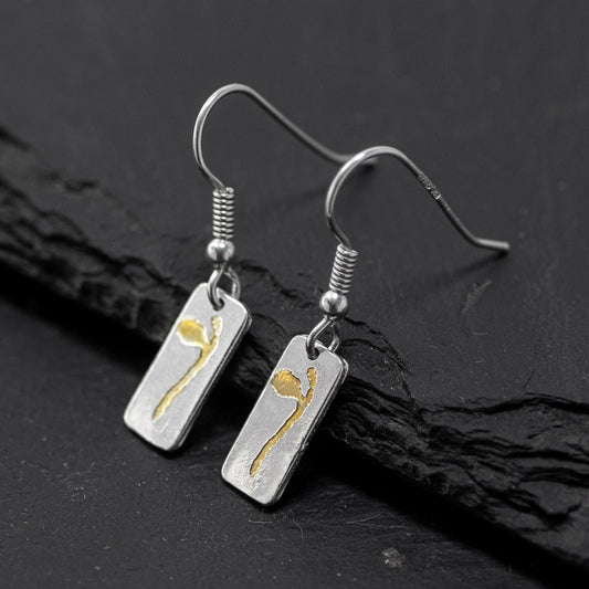 Halberd Gold Plated Silver Drop Earrings - Short by Silverfish