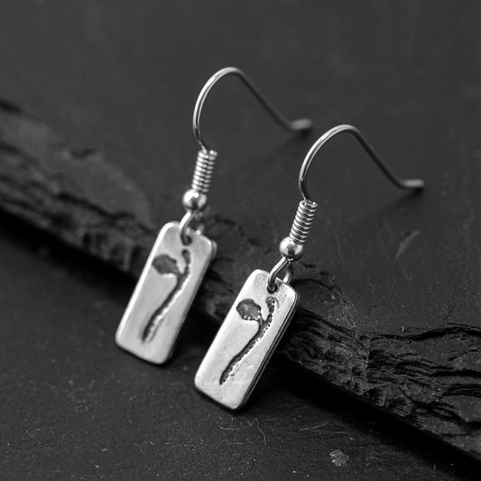 Halberd Oxidised Silver Drop Earrings - Short by Silverfish