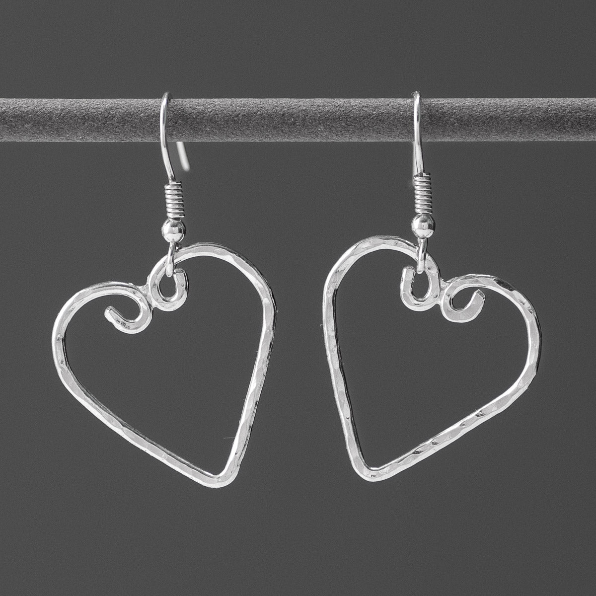 Open Heart Silver Drop Earrings by Silverfish