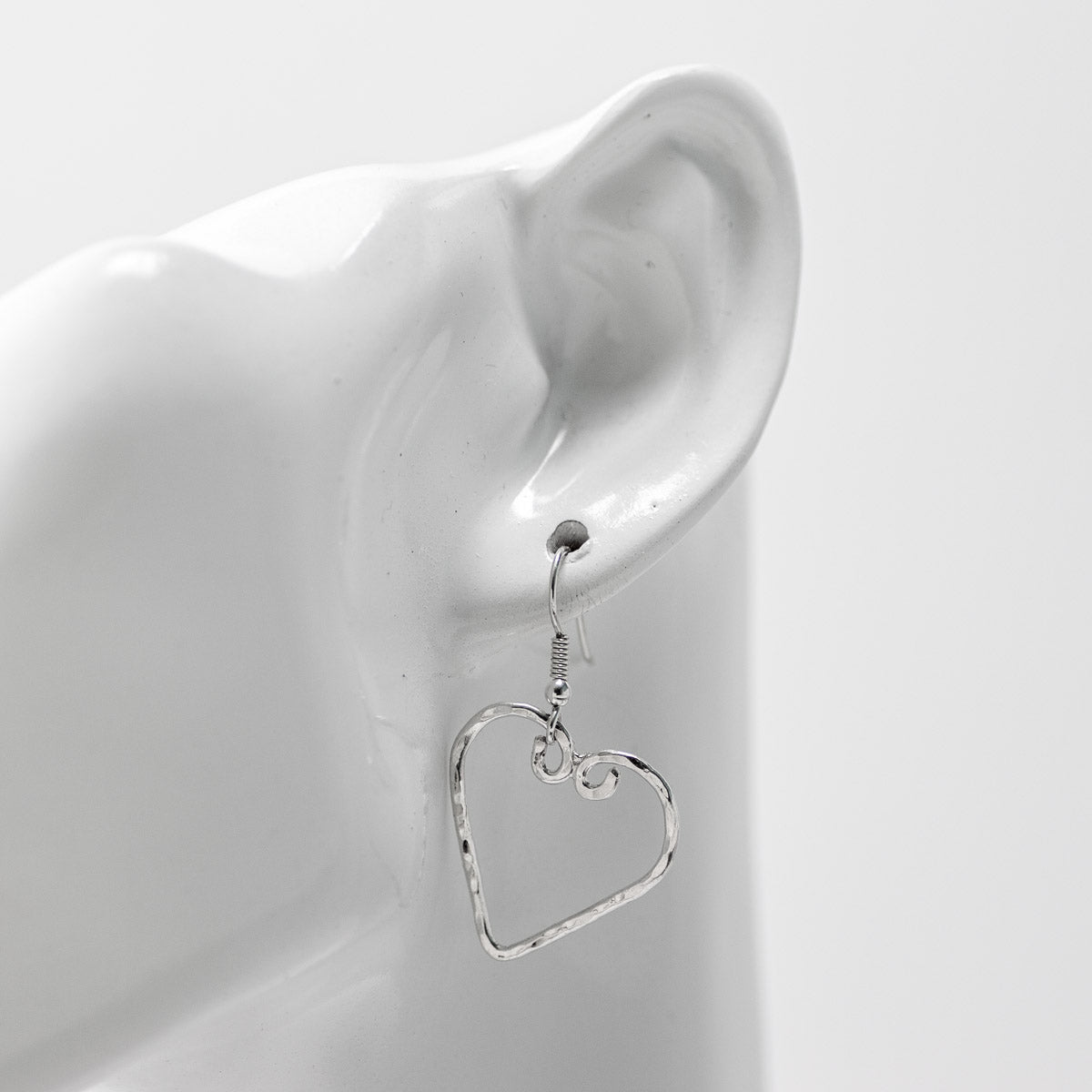 Open Heart Silver Drop Earrings by Silverfish