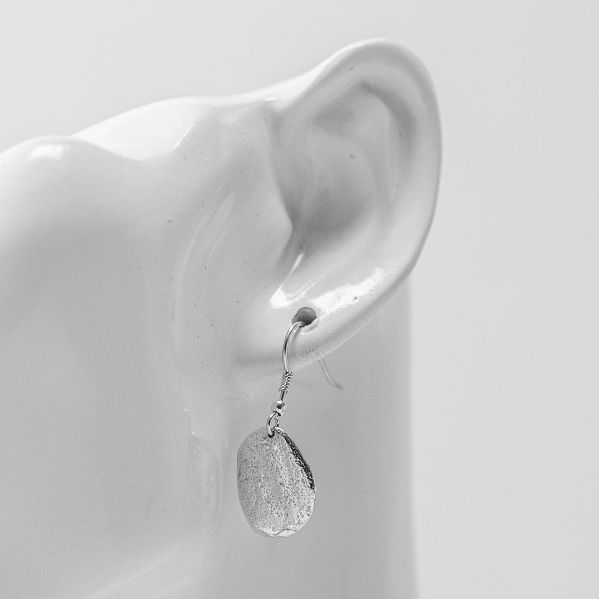 Pebble Silver Drop Earrings - Medium Textured by Silverfish