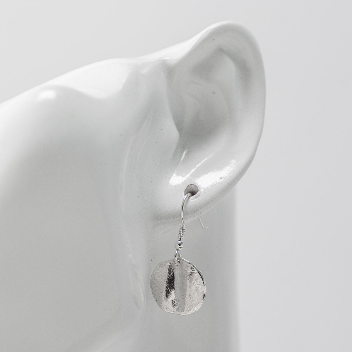 Ribbon Disc Silver Drop Earrings by Silverfish