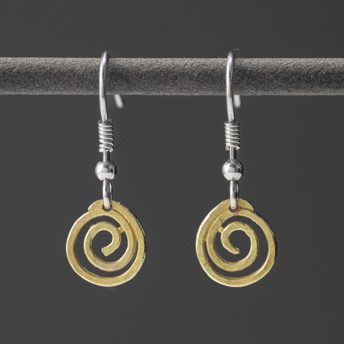 Spiral 18ct Yellow Gold Drop Earrings - Small by Silverfish