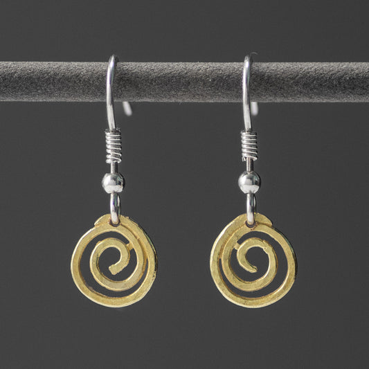 Spiral 18ct Yellow Gold Drop Earrings - Small by Silverfish