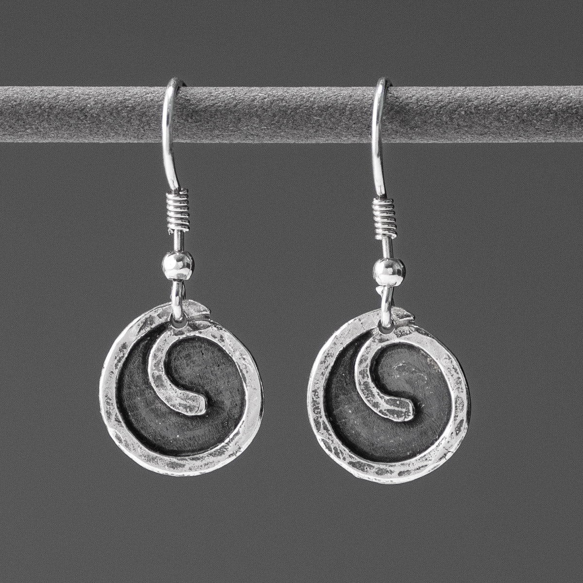 Spiral In Fill Silver Drop Earrings by Silverfish