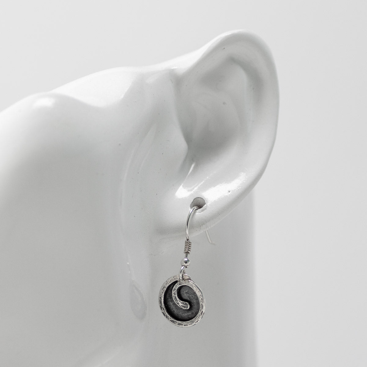 Spiral In Fill Silver Drop Earrings by Silverfish