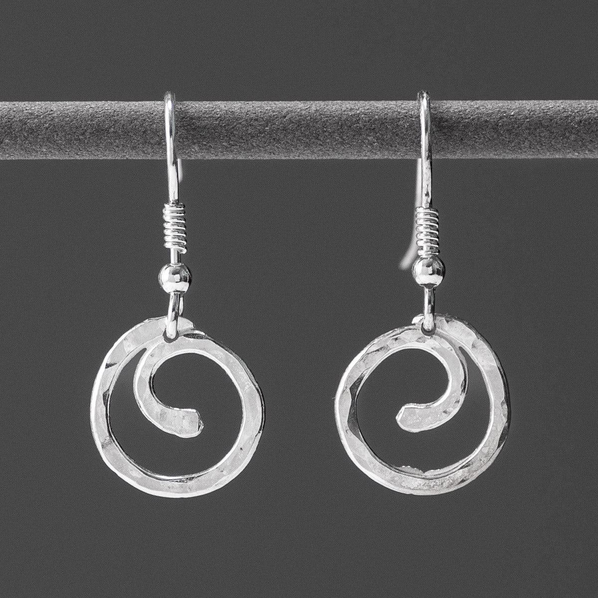 Spiral Silver Drop Earrings - Medium by Silverfish