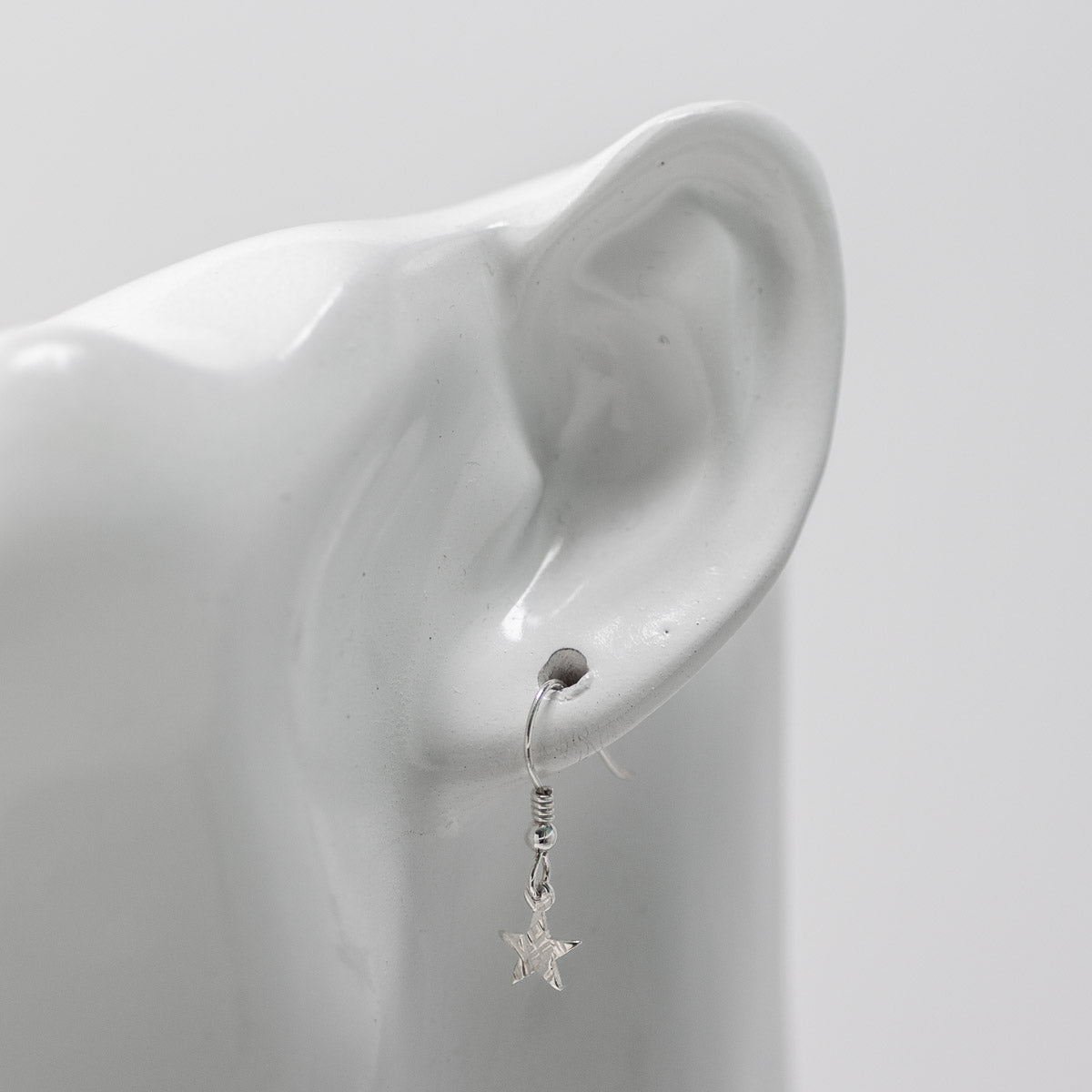 Stamped Star Silver Drop Earrings - Tiny by Silverfish