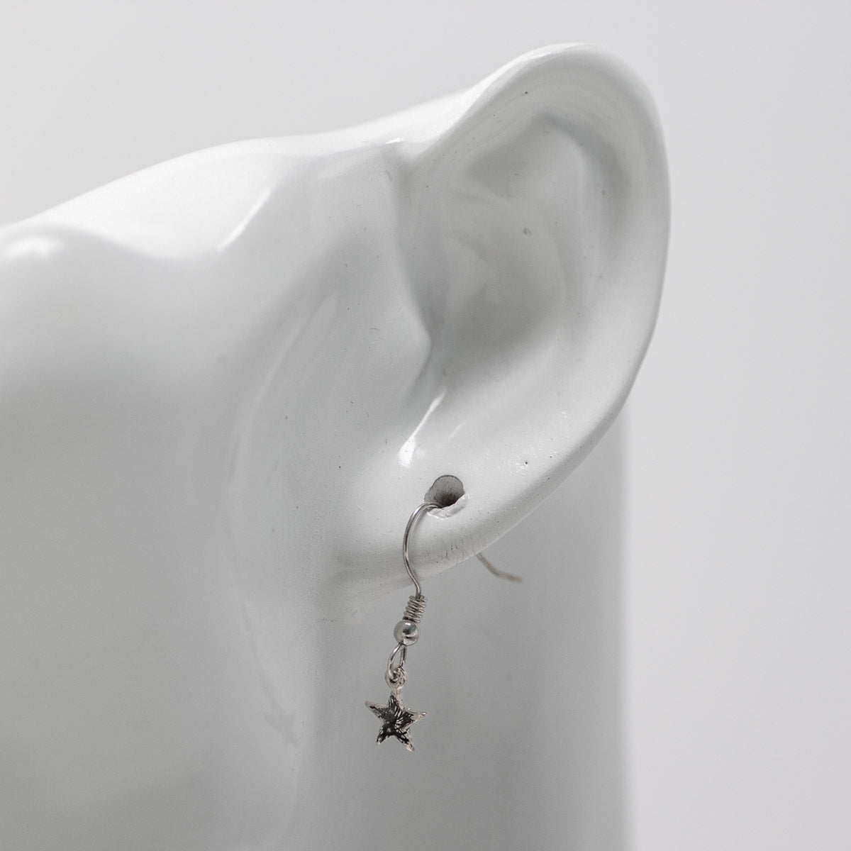 Stamped Star Oxidised Silver Drop Earrings - Tiny by Silverfish