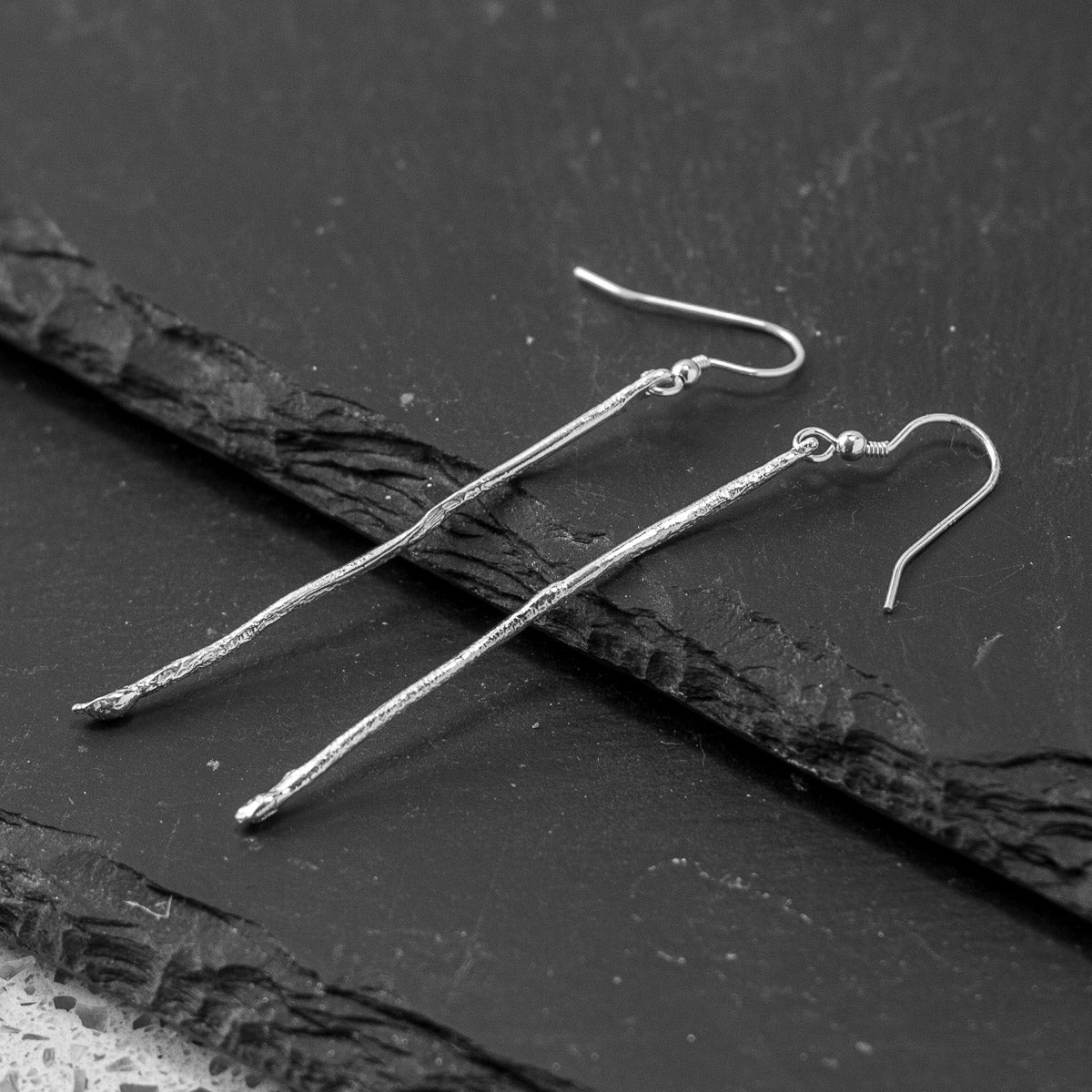 Tendril Silver Extra Long Drop Earrings by Silverfish