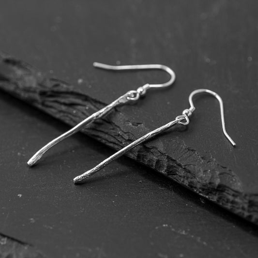 Tendril Silver Short Drop Earrings by Silverfish