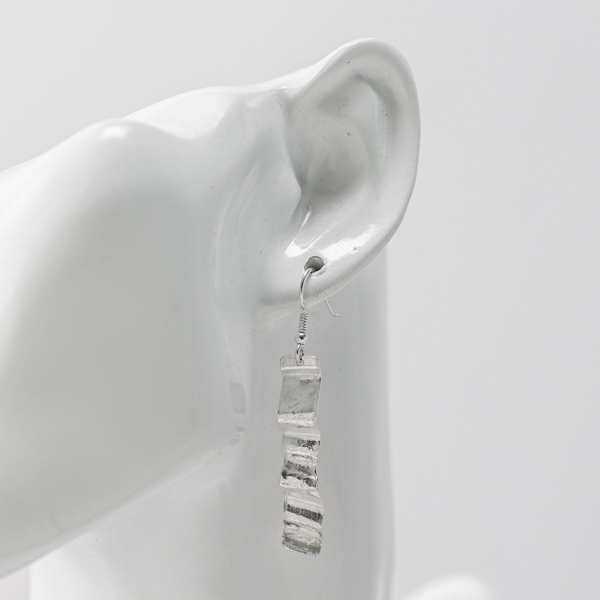 Ribbon Silver Drop Earrings - Narrow by Silverfish