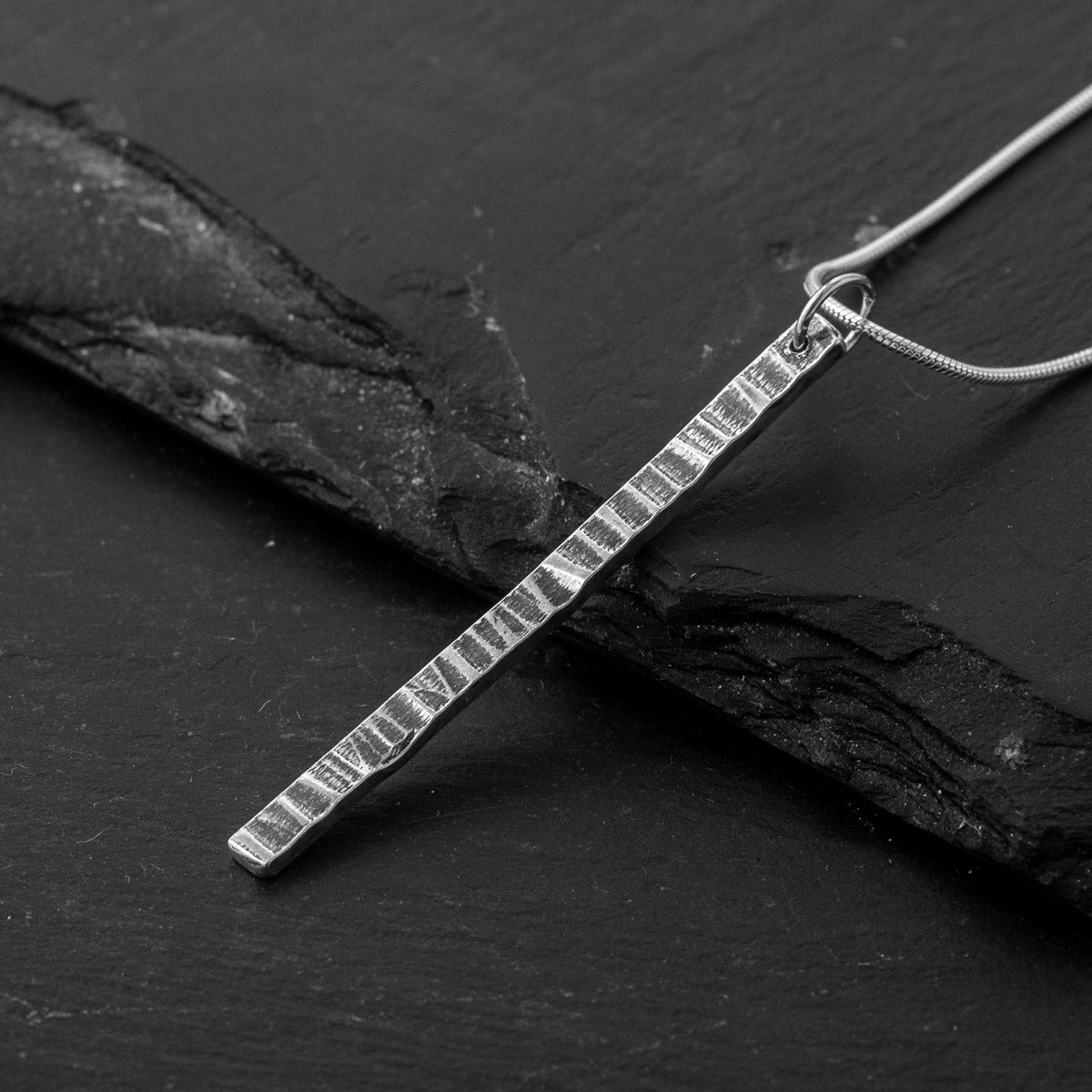 Forged Oxidised Silver Pendant - Flat by Silverfish