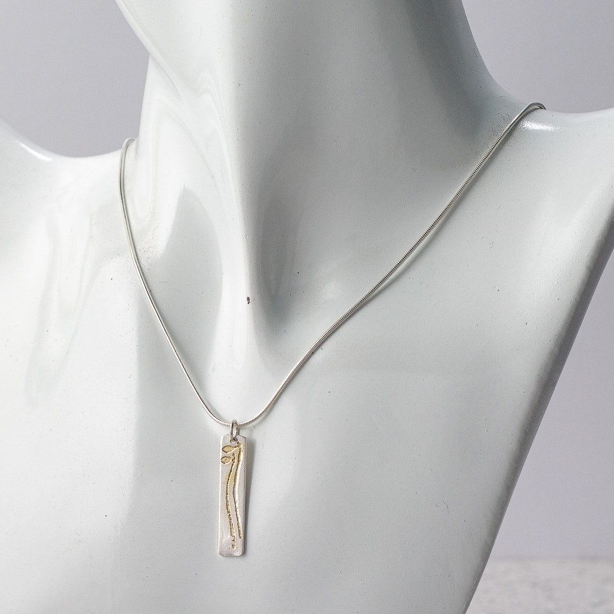 Halberd Gold Plated Silver Pendant - Long by Silverfish