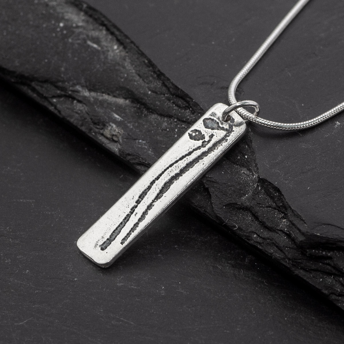 Halberd Oxidised Silver Pendant - Long by Silverfish