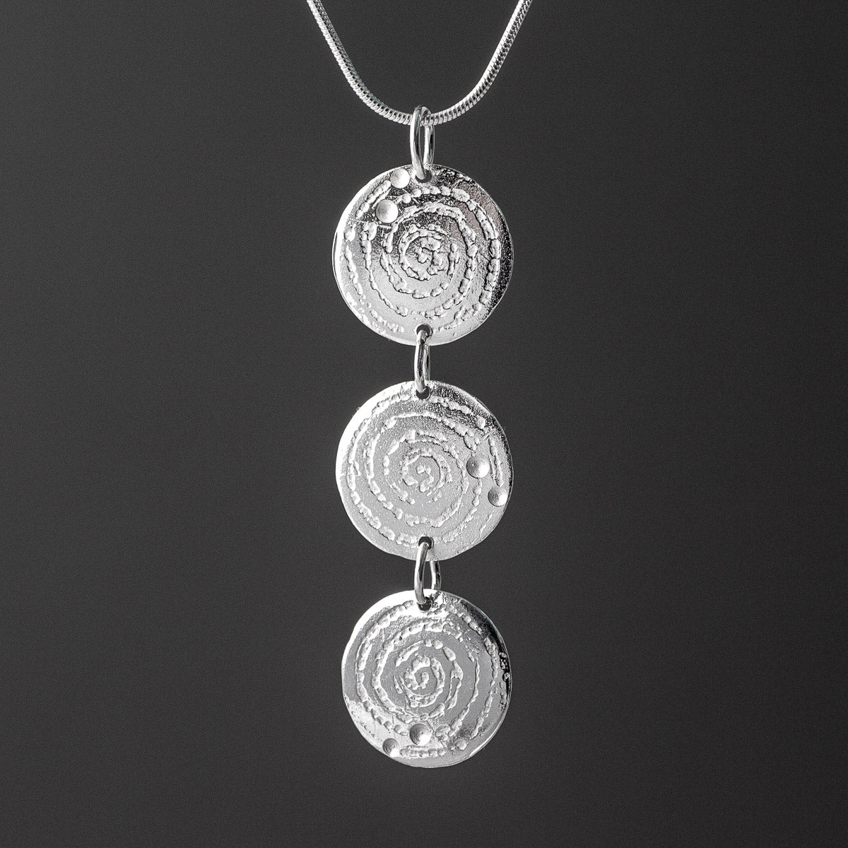 Llanbedr Spiral Triple Silver Pendant by Silverfish