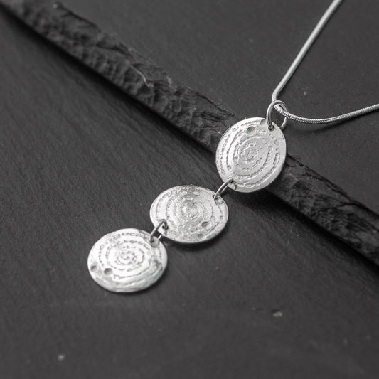 Llanbedr Spiral Triple Silver Pendant by Silverfish