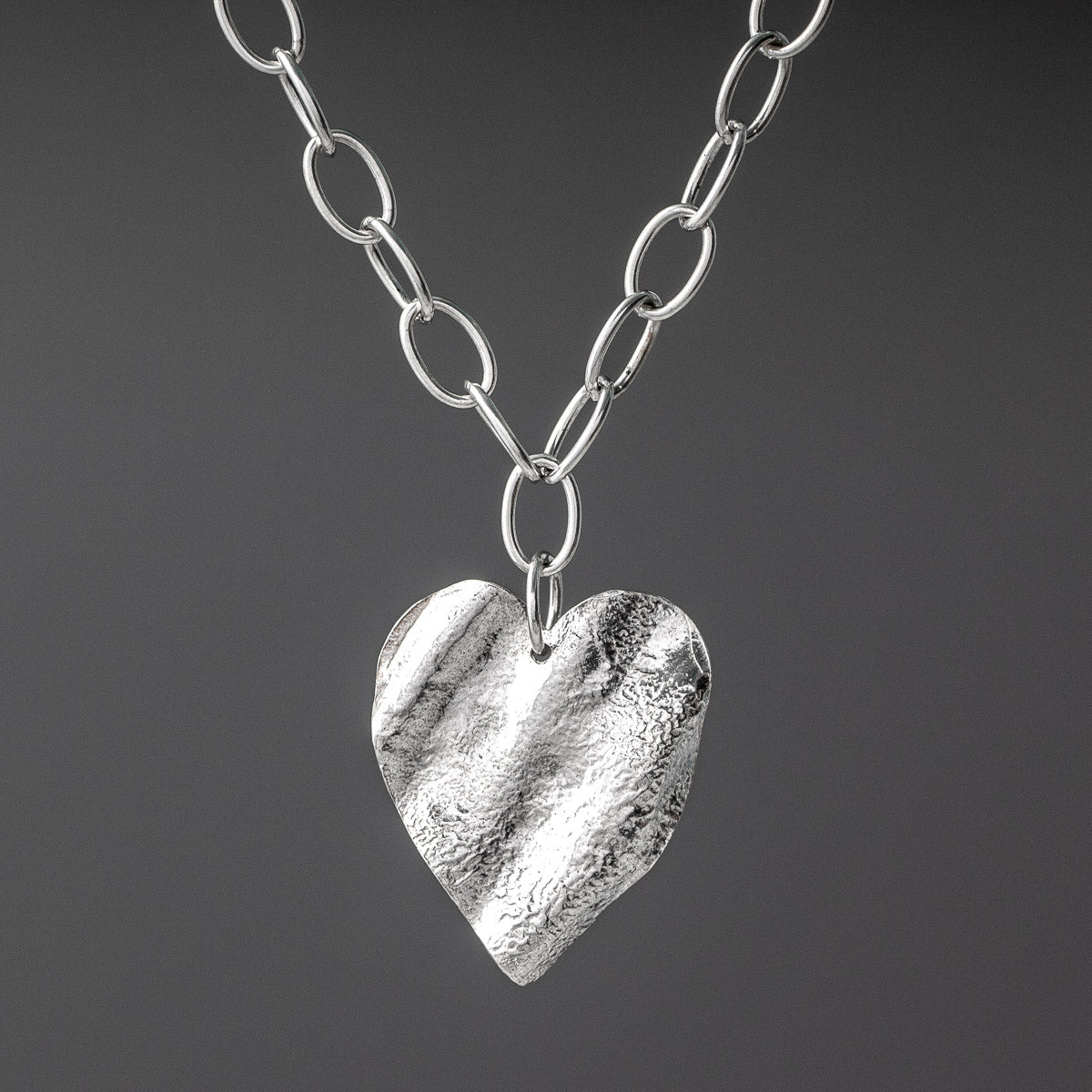 Ribbon Heart Silver Necklace by Silverfish