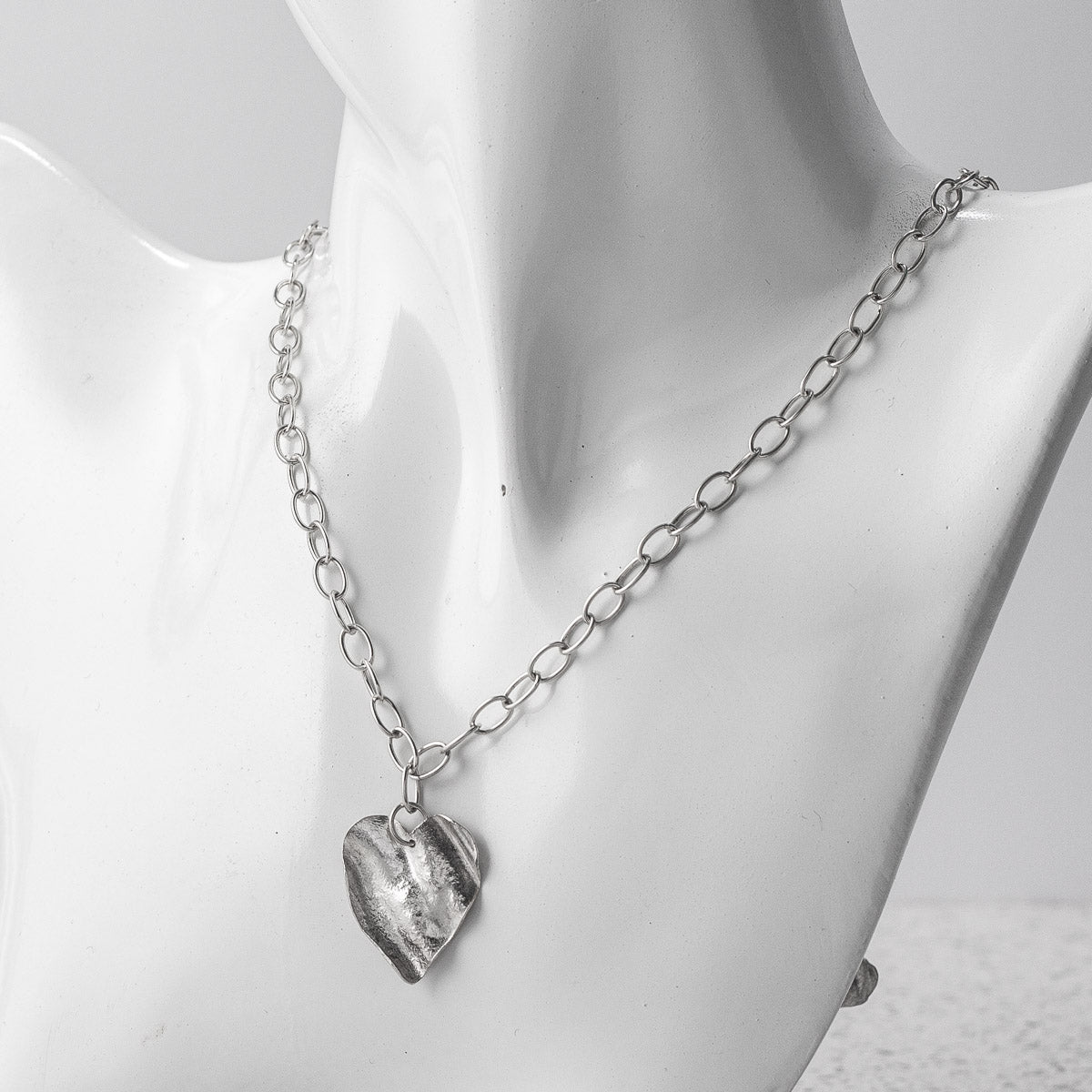 Ribbon Heart Silver Necklace by Silverfish