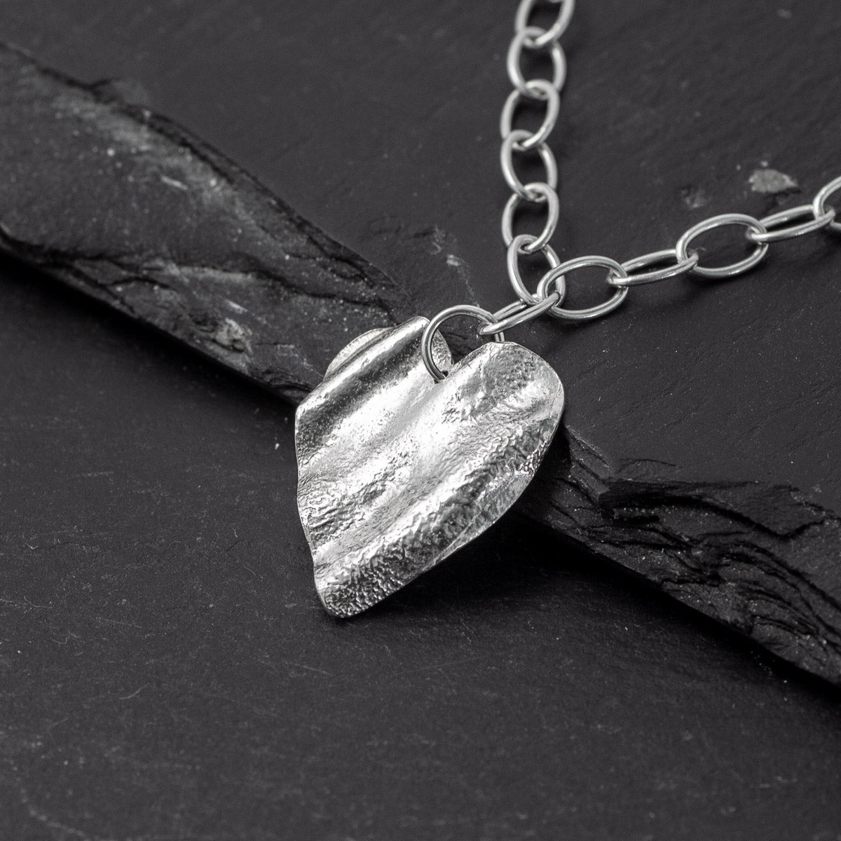 Ribbon Heart Silver Necklace by Silverfish