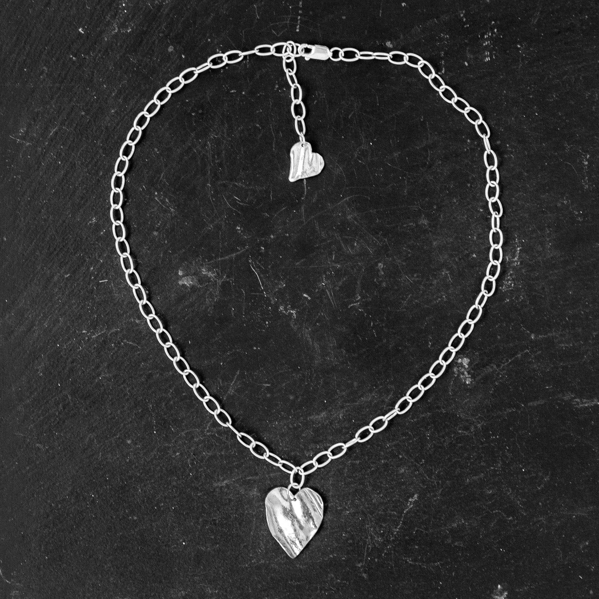 Ribbon Heart Silver Necklace by Silverfish