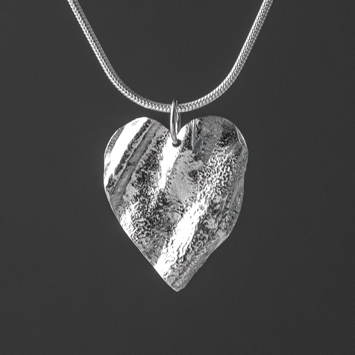 Ribbon Heart Silver Pendant - Medium by Silverfish