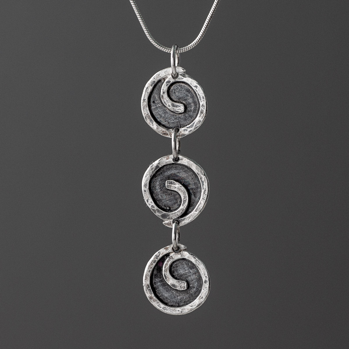 Spiral In Fill Triple Silver Pendant by Silverfish